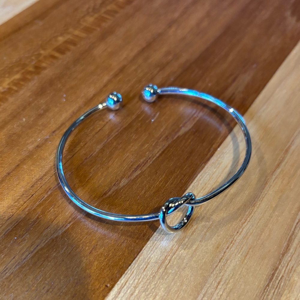 Silver Bracelet with Love Knot Accent